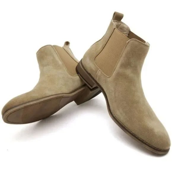 New Men's Slip-on Suede Boots - Camel - Picture 3 of 8